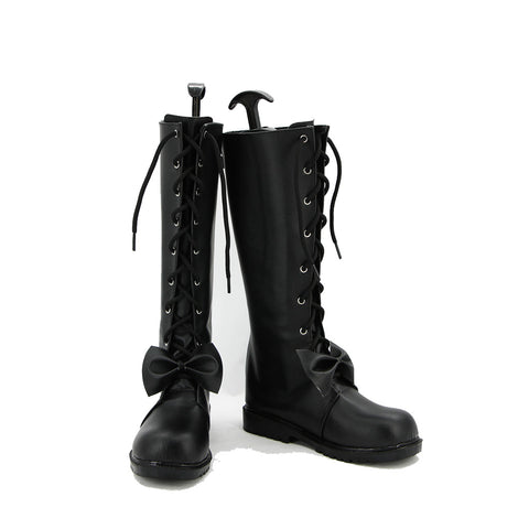 Date A Live Kurumi Tokisaki Costume Boots Black PU Leather Cosplay Shoes