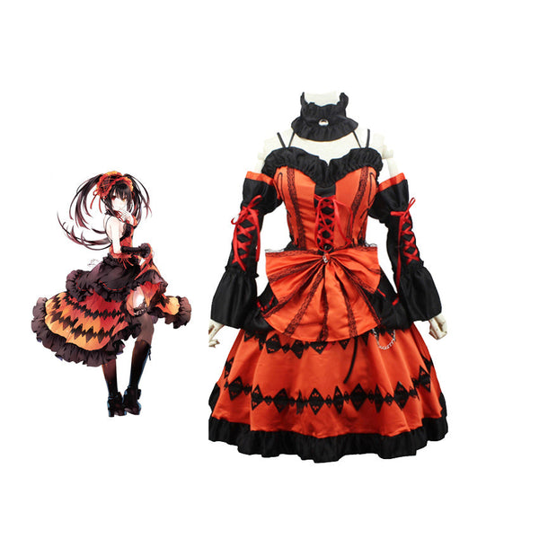 Anime Date A Live Kurumi Tokisaki Spirit Form Whole Set Cosplay Costume Lolita Dress+Wigs+Shoes Halloween Cosplay Outfit