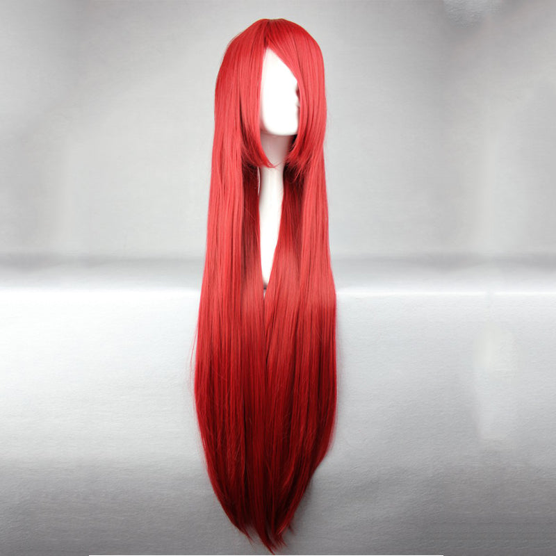 Fairy Tail Erza Scarlet Long Synthetic Hair Wine Red Cosplay Wigs