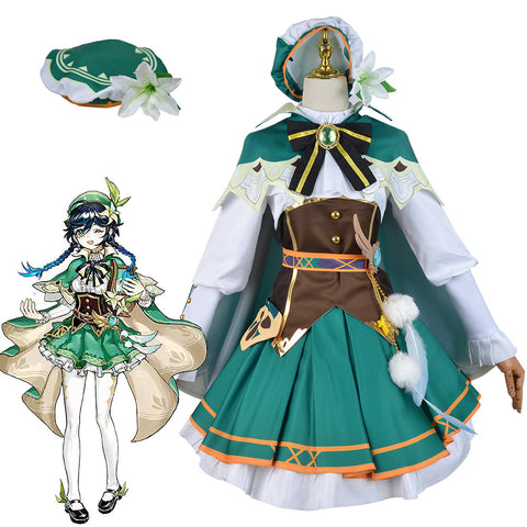 Genshin Impact Cosplay Anemo Archon Venti Female Version Costume Dress Halloween Carnival Costume