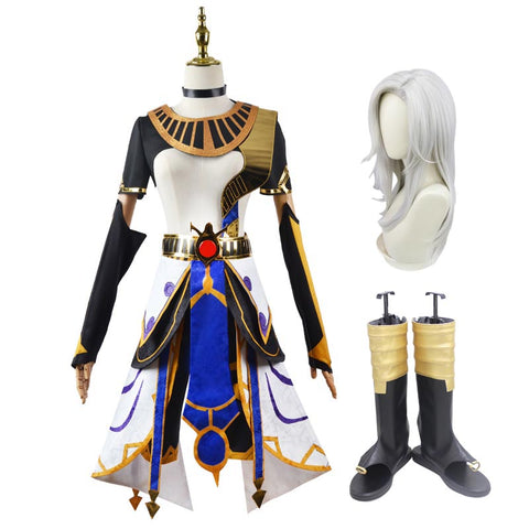 Genshin Impact Cosplay Cyno Whole Set Costume With Wigs Hats and Cosplay Shoes Halloween Costume Set