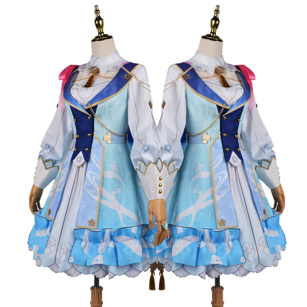 Genshin Impact Cosplay Kamisato Ayaka Skin Springbloom Missive Cosplay Costume With Wigs Set