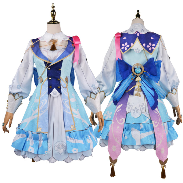Genshin Impact Cosplay Kamisato Ayaka Skin Springbloom Missive Cosplay Costume With Wigs Set