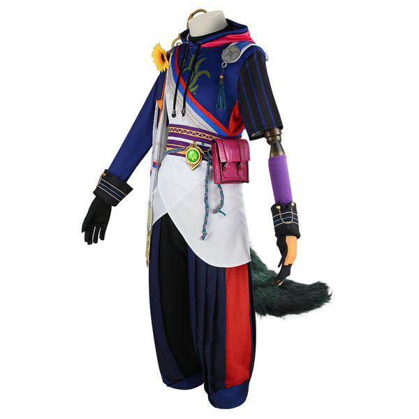 Genshin Impact Cosplay Tighnari Costume+Wigs+Shoes+Tail+Headwear Whole Set Halloween Costume