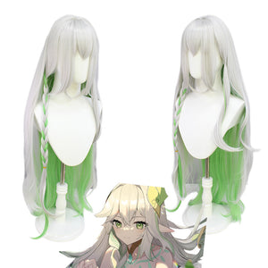 Genshin Impact Greater Lord Rukkhadevata Cosplay Wigs Long Green and Silver Wigs
