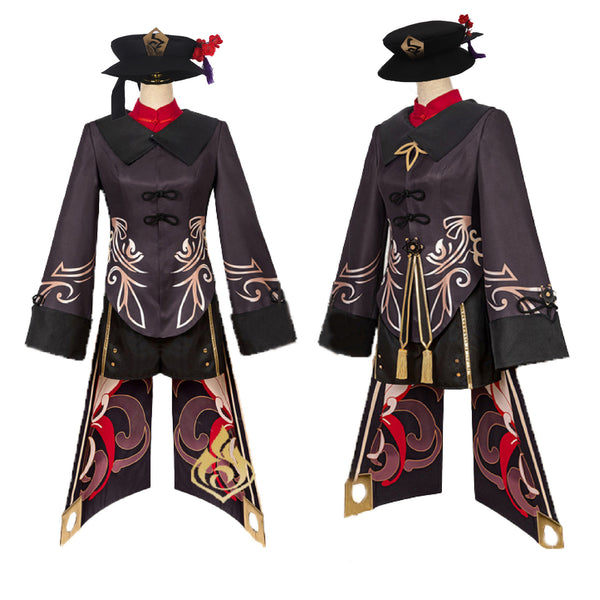 Genshin Impact Hu Tao Cosplay Costume Full Set Costume+Wigs+Shoes Set Halloween Costume