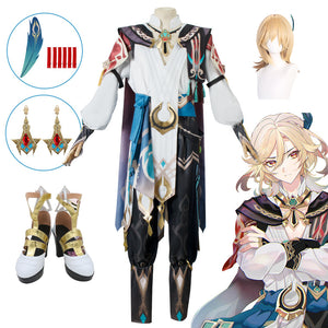 Genshin Impact Kaveh Full Set Cosplay Costume With Wigs and Shoes Halloween Carnival Costume