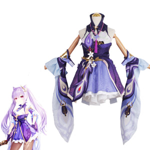 Genshin Impact Keqing Costume Dress Halloween Cosplay Costume Outfit