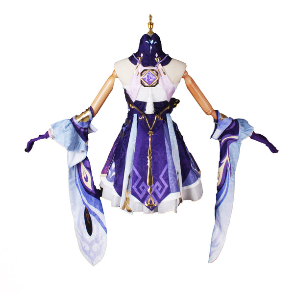 Genshin Impact Keqing Whole Set Costume Halloween Cosplay Costume with Wigs and Shoes Suit Set