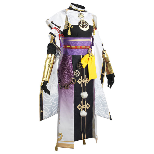 Genshin Impact Kujou Sara Whole Set Costume With Wigs and Cosplay Shoes Halloween Cosplay Outfit Set