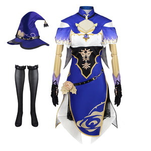 Genshin Impact Lisa Minci Cosplay Costume With Hat Halloween Costume Set
