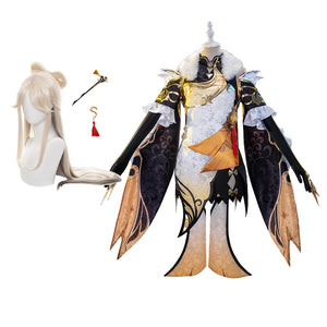 Genshin Impact Ningguang Full Set Cosplay Costume Dress With Wigs Halloween Cosplay Outfit Set