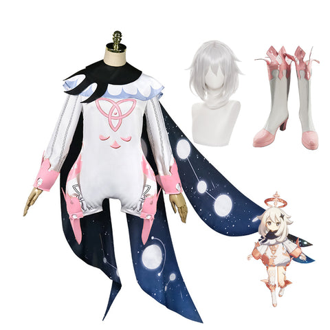 Genshin Impact Paimon Full Set Costume and Wigs Boots Halloween Carnival Costume Set