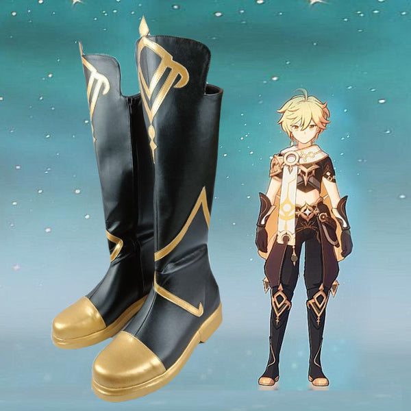 Genshin Impact Traveler Aether Cosplay Boots Halloween Cosplay Shoes