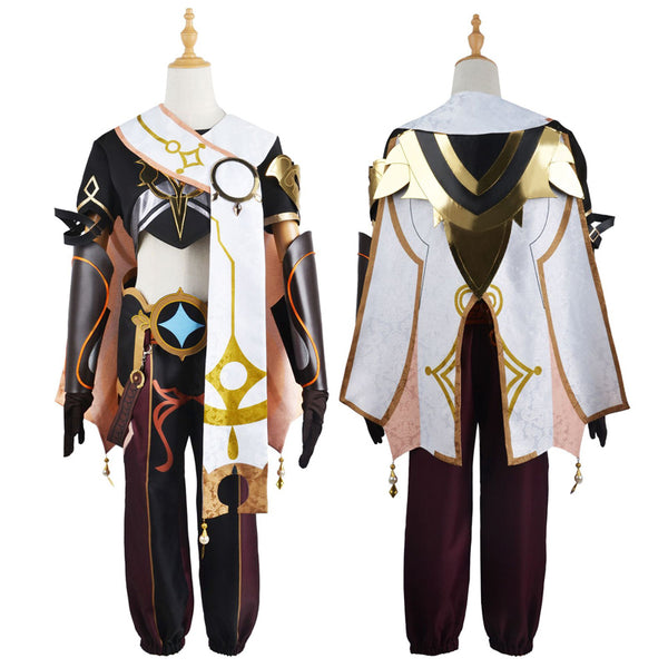 Genshin Impact Traveler Aether Whole Set Costume With Wigs and Boots Halloween Cosplay Outfit