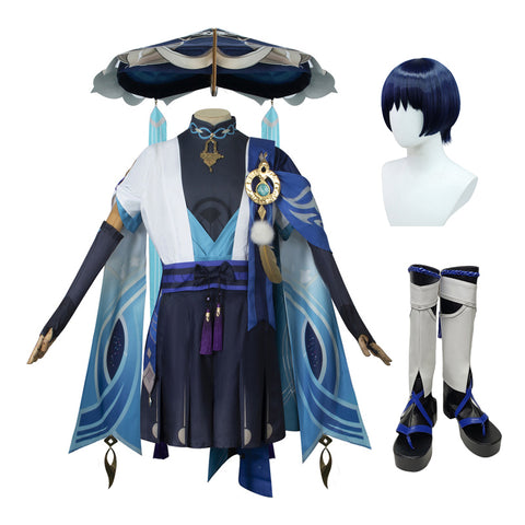 Genshin Impact Wanderer Cosplay Costume Whole Set With Wigs Hat and Boots
