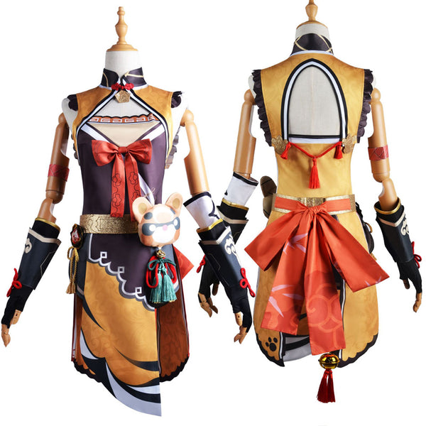 Genshin Impact  Xiangling Costume Dress Halloween Carnival Cosplay Costume Outfit