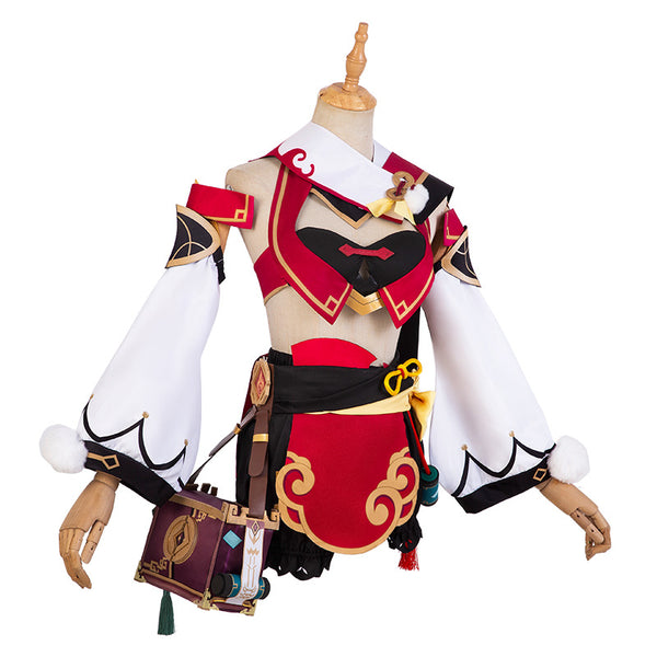 Genshin Impact Yanfei  Costume Full Set With Wigs and Boots Halloween Cosplay Outfit Set