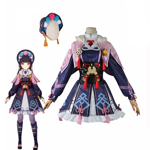 Genshin Impact Yun Jin Cosplay Costume Dress With Headwear Halloween Party Costume