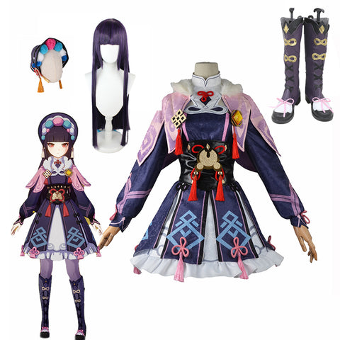 Genshin Impact Yun Jin Whole Set Cosplay Costume+Hat+Wigs+Boots Halloween Cosplay Outfit
