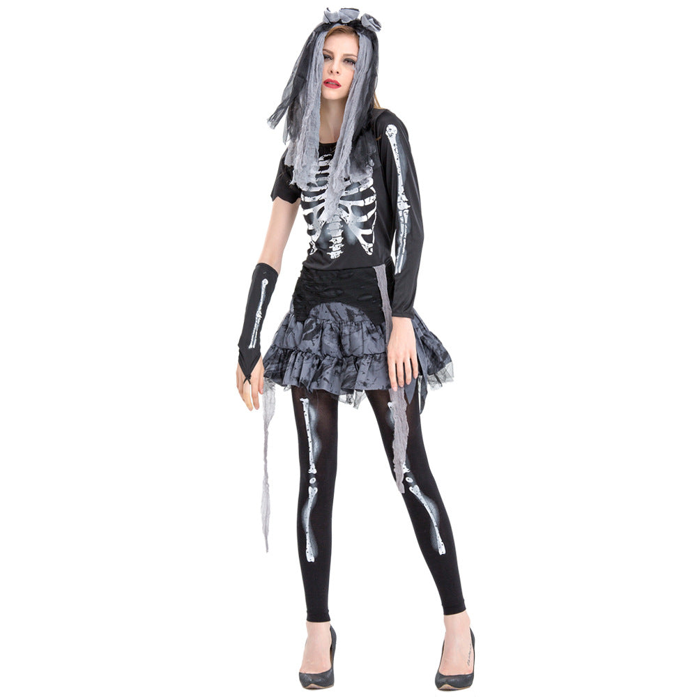 Ghost Black Bride Skeleton Cosplay Costume Dress Halloween Costume