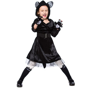 Girls Black Cat Halloween Cosplay Costume Dress