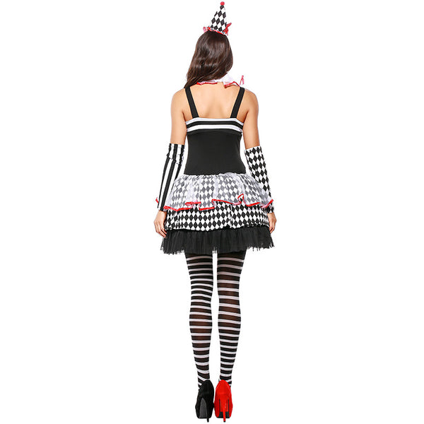Halloween Clown Jester Cosplay Costume Dress For Women