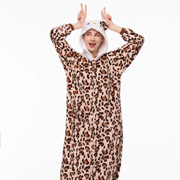 Kigurumi Animal Onesies Leopard Cat Hoodie Pajamas