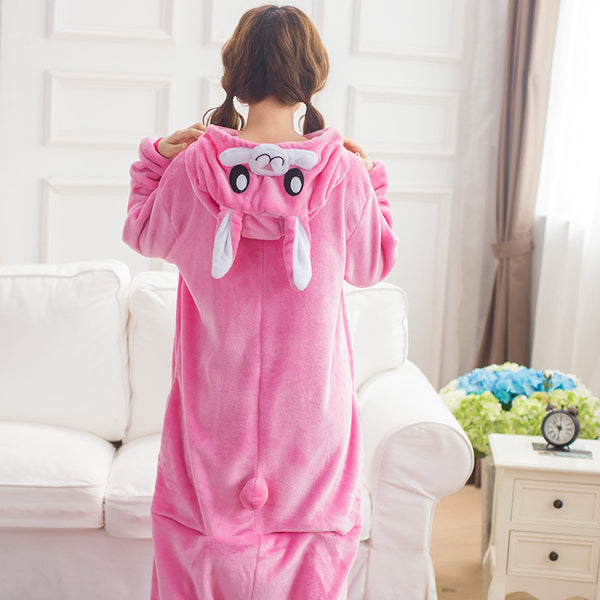 Kigurumi Animal Onesies Pink Rabbit Hoodie Pajamas