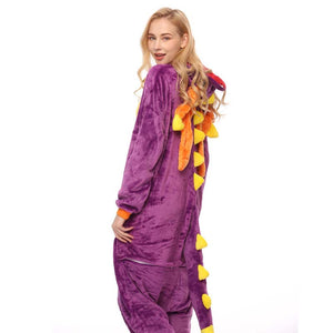 Kigurumi Animal Onesies Purple Dragon Hoodie Pajamas