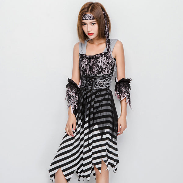 Lace Sexy Striped Suspender Dress Pirate Costume Halloween/Stage Performance/Party