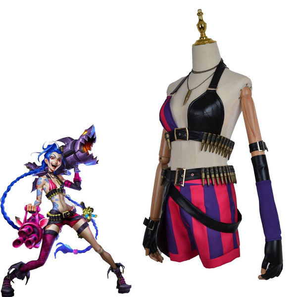 League of Legends Costume Arcane Jinx Whole Set Cosplay Costume and Wigs Suit Cosplay Outfit