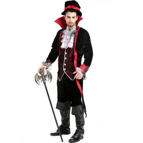 Men Vampire  Gothic Count Cosplay Costume For Halloween Party Performance