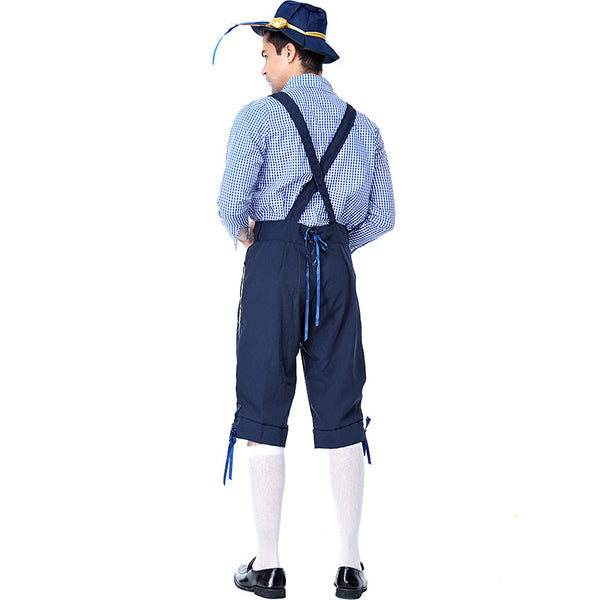 Men's Bavarian Oktoberfest Lederhosen Guy Costume Shorts and Top