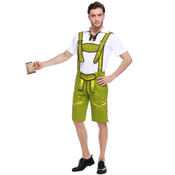 Men's German Bavarian Oktoberfest Lederhosen Guy Costume Shorts and Top