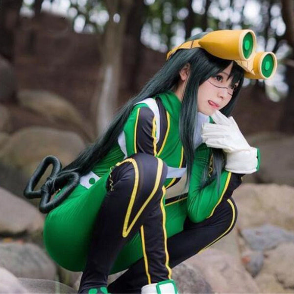 Anime My Hero Academia Froppy Tsuyu Asui Fighting Suit Costume With Wigs and Glasses Props Full Set Hallwoeen Costume