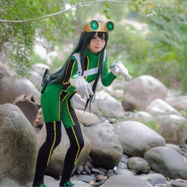 Anime My Hero Academia Froppy Tsuyu Asui Fighting Suit Costume With Wigs and Glasses Props Full Set Hallwoeen Costume