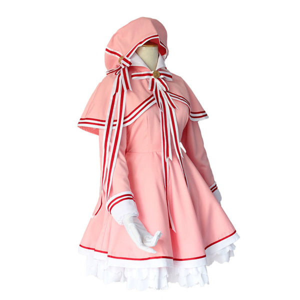 Cardcaptor Sakura: Clear Card Sakura Kinomoto Pink Ribbon Dress Costume Halloween Cosplay Outfit