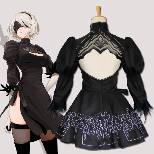 Nier: Automata YoRHa No.2 Type B 2B Cosplay Costume Black Lolita Dress  Halloween Cosplay Outfit
