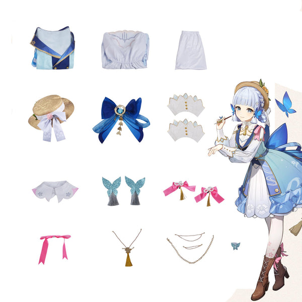 Genshin Impact Cosplay Kamisato Ayaka Skin Springbloom Missive Cosplay Costume With Wigs Set