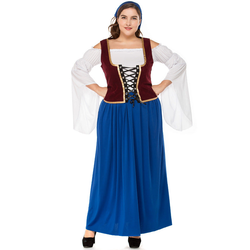 Plus Size Blue And White Pirate / German Beer Costume Halloween/Stage Performance/Party