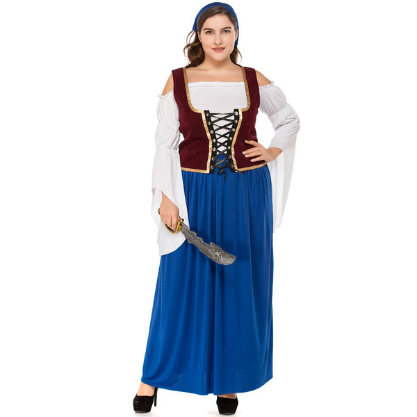 Plus Size Blue And White Pirate / German Beer Costume Halloween/Stage Performance/Party