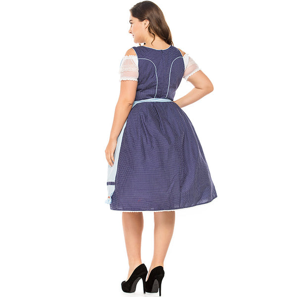 Plus Size Women Bavarian Beer Festival Oktoberfest Long Party Dress Waitress Costume