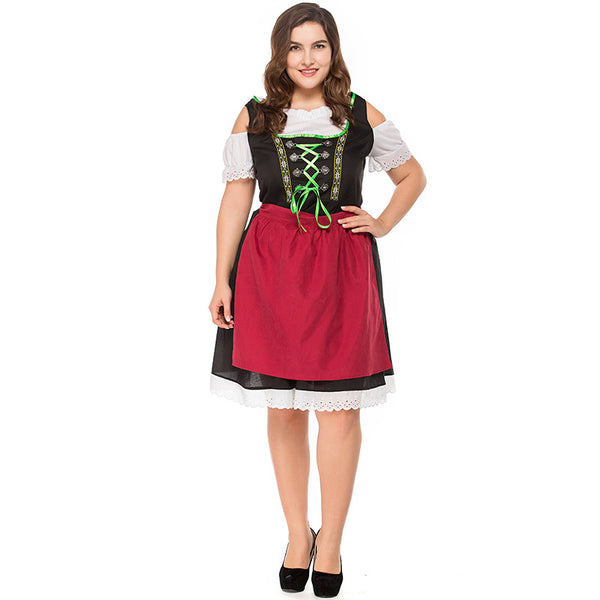 Plus Size Women Beer Oktoberfest Waitress Costume Bavarian Traditional Dress