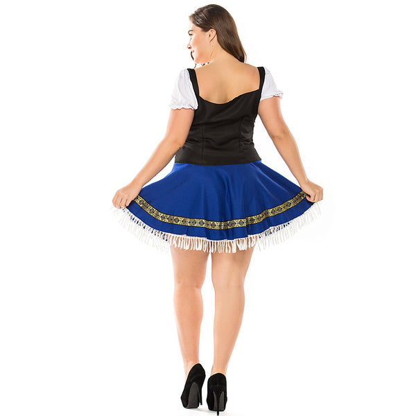 Plus Size Women Bavarian Beer Festival Oktoberfest Waitress Costume Dress