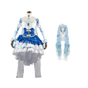 Vocaloid Hatsune Miku Snow Princess Cosplay Costume Lolita Dress With Wigs Halloween Cosplay Outfit