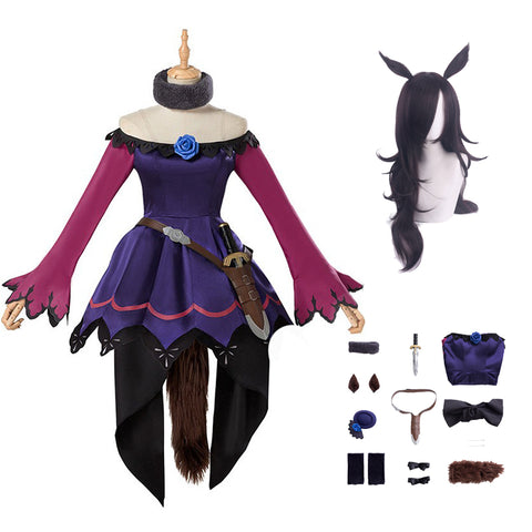 Uma Musume: Pretty Derby Cosplay Rice Shower Cosplay Costume Dress+Tail+Hat+Props