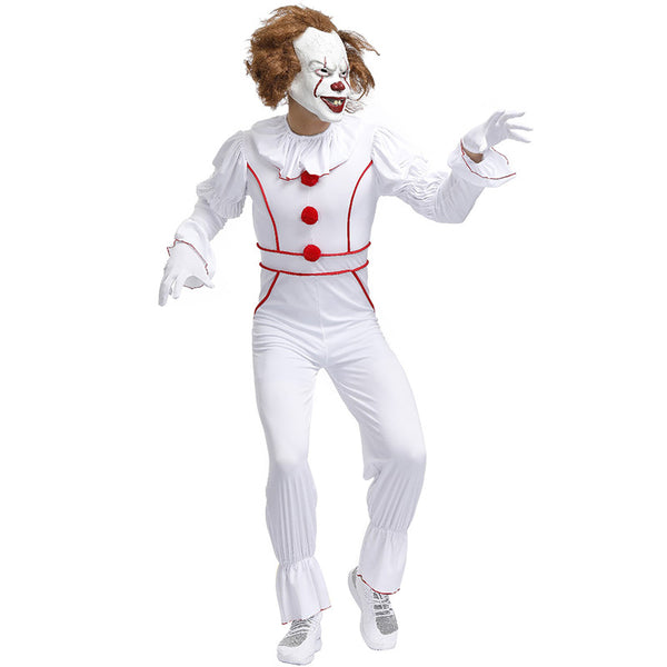 Unisex White Clown Suit Cosplay Costume