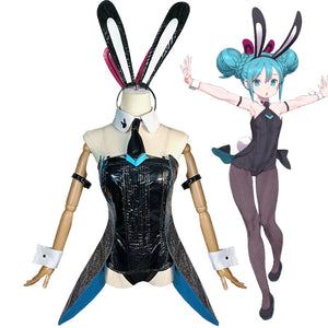 Vocaloid Hatsune Miku Cosplay Miku Bunny Girls Ver Cosplay Costume Black Sexy Jumpsuit