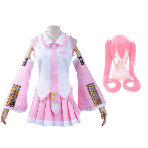 Vocaloid Hatsune Miku Pink Costume  Sakura Miku  Cosplay Dress Halloween Costume